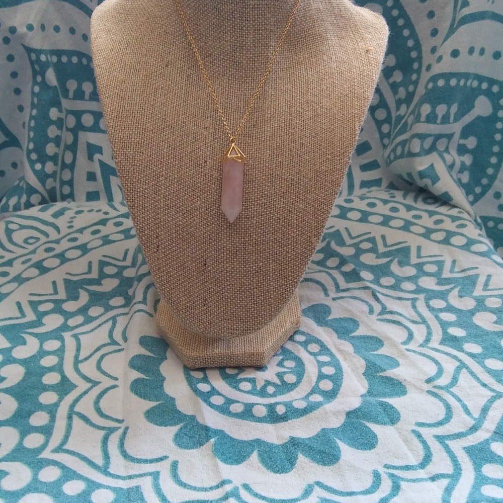 Genuine Rose Quartz Pendant Necklace